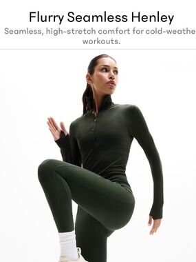 Athleta Flurry Seamless Henley size S